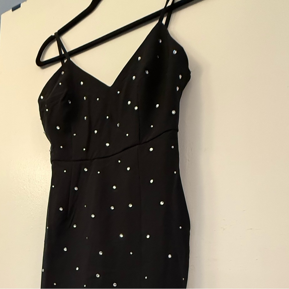 Black One-Shoulder Rhinestone Sheath Dress